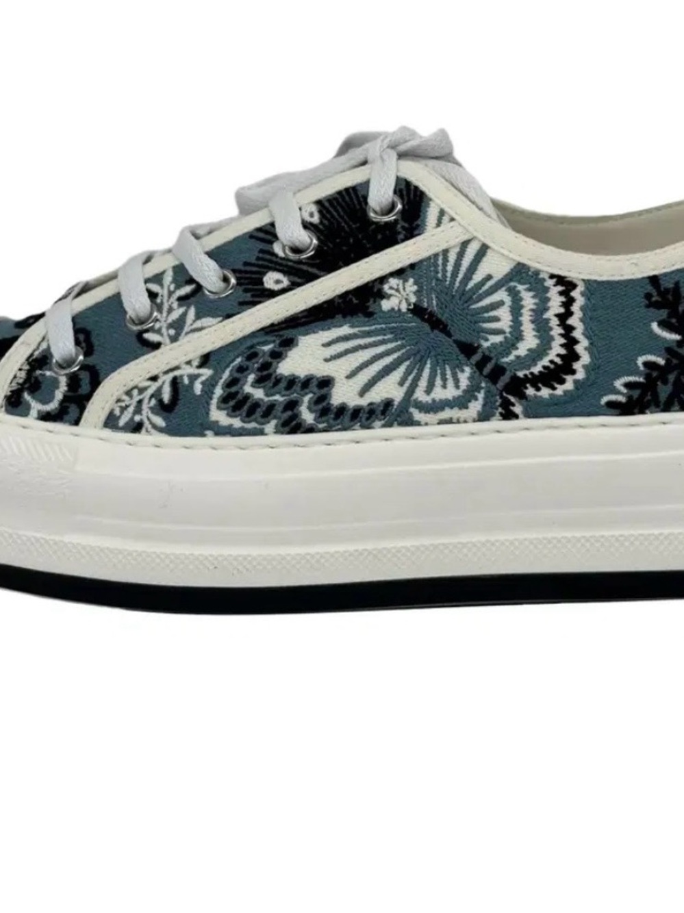 Dior Teal Floral Low-Top Platform Sneaker